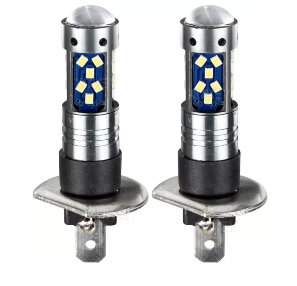 Set 2 becuri auto LED H1 cu lupa 60W 27 SMD 12V 6000K